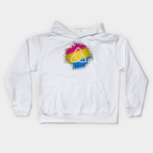 Paint Splatter Pansexual Pride Flag Triquetra Symbol Kids Hoodie